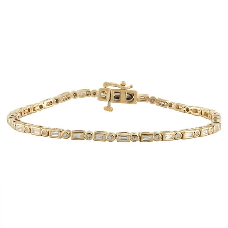 Brilliance Fine Jewelry 1 Carat Lab Grown Diamond Women Tennis Bracelet in 14KT Gold Plated Silver