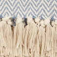 thumbnail image 2 of Stonewash Blue Handloom Chevron Cotton Throw 50x60 with a 2.5-inch fringe, 2 of 3