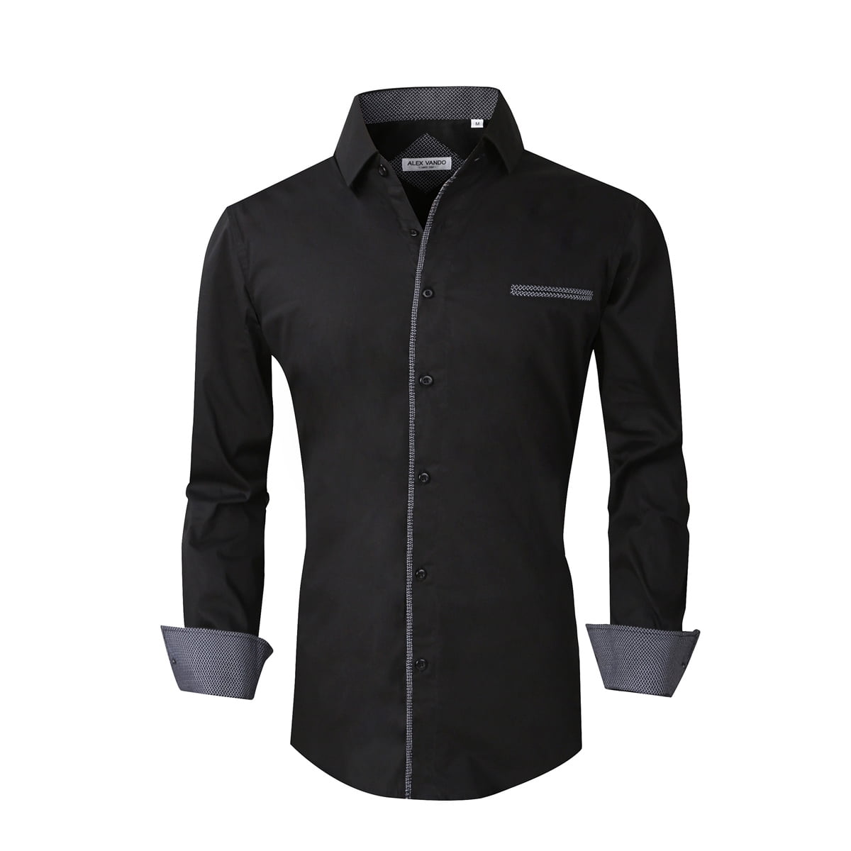 ALEX VANDO Men's Dress Shirts Solid Long Sleeve Business Casual Button ...