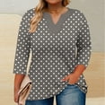 thumbnail image 2 of Dagugfen 3/4 Length Sleeve Womens Tops Polka Dots V Neck Loose Lightweight Comfy Casual Oversize Shirts, 2 of 5