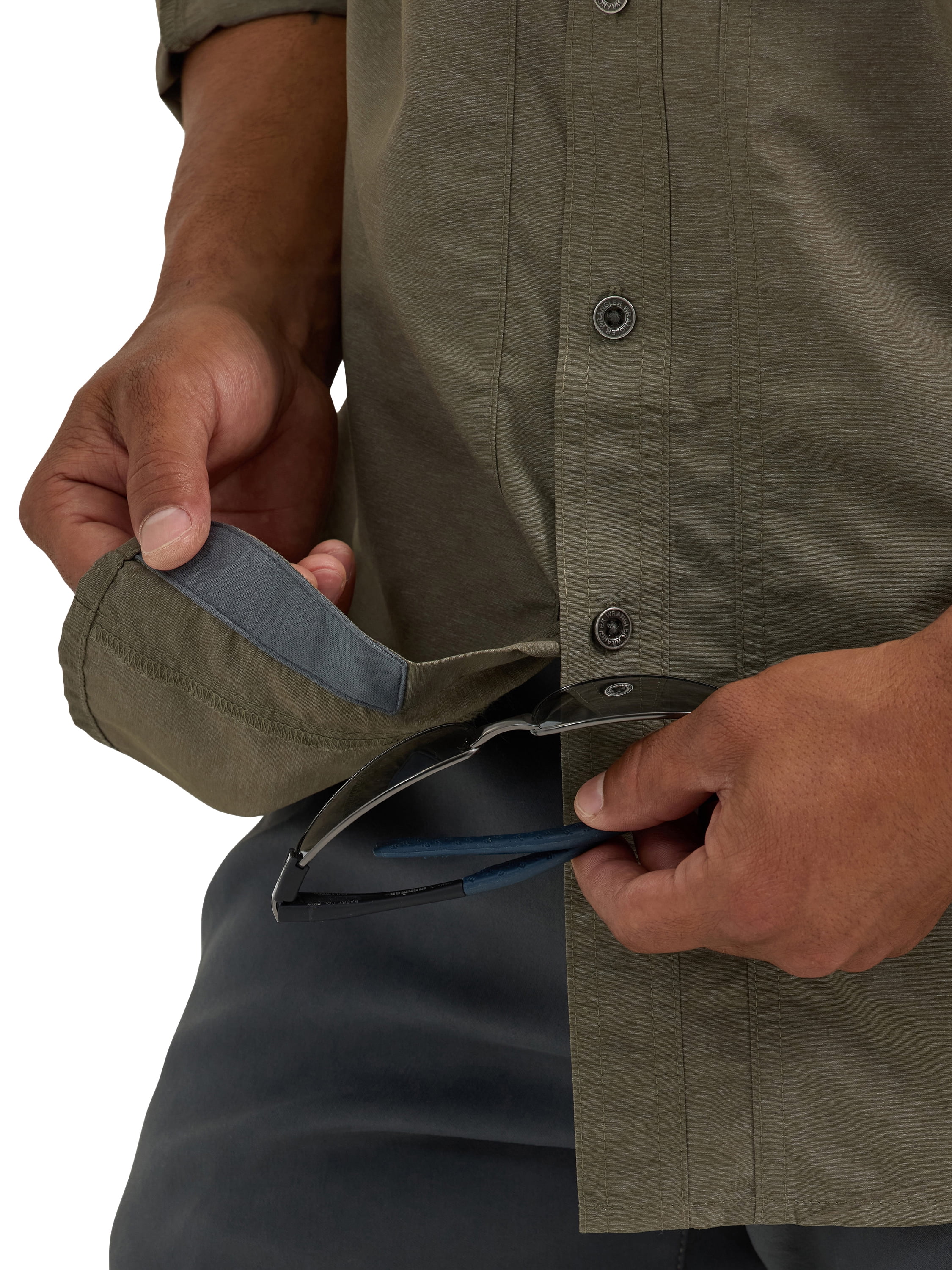 Wrangler® ATG Men's Mixed Material Shirt with UPF 40+ Protection, S-4XL