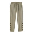 thumbnail image 5 of SELONE Womens Linen Pants Mid Rise with Pockets Cotton Linen Athletic Pants Ankle Length Baggy Go Out Pants Khaki S, 5 of 5