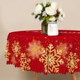 thumbnail image 5 of Nanqianyi Merry Christmas Tablecloth 70 Inch Round Winter Gold Snowflakes Waterproof Table Cloth for Christmas/New Year Party Dining, 5 of 9
