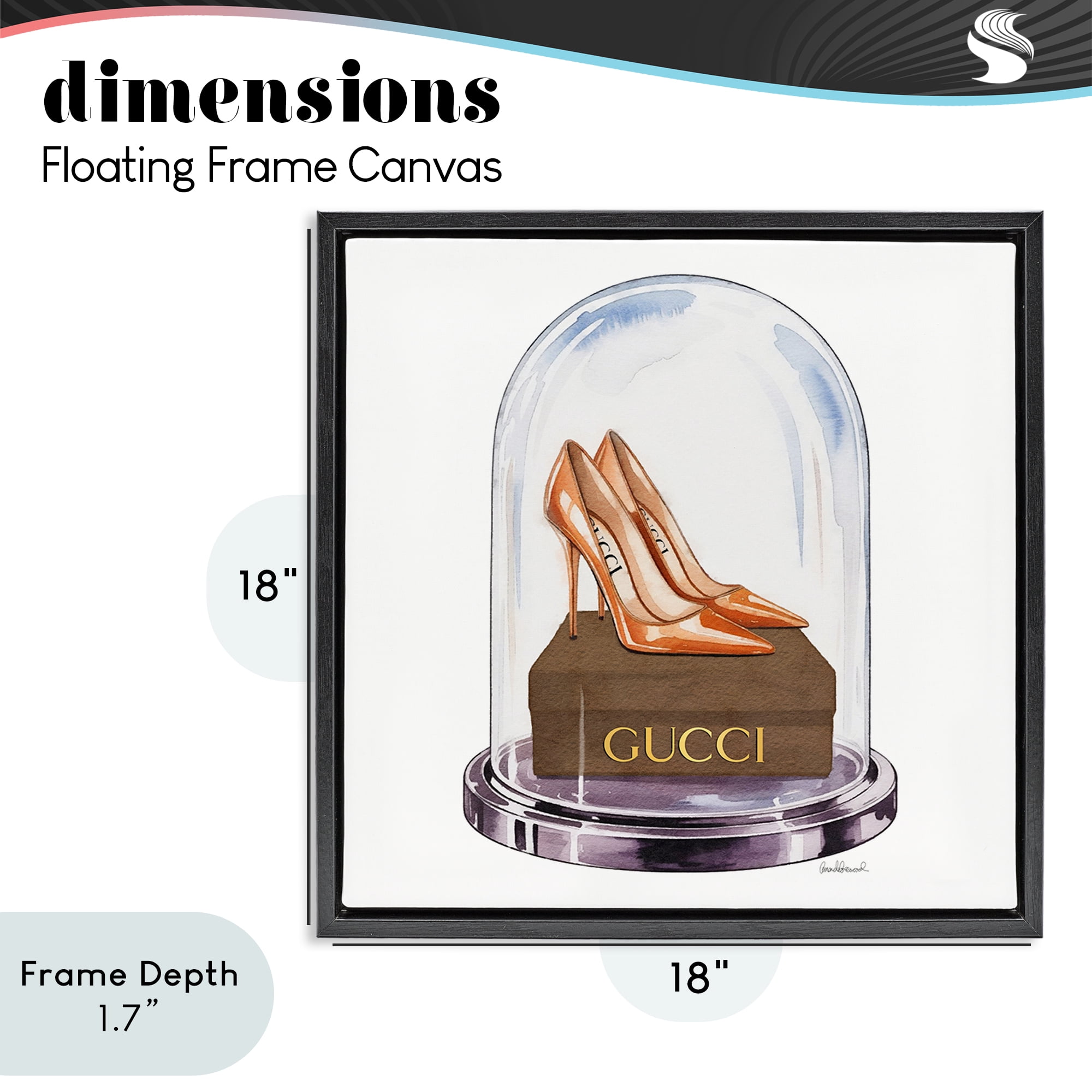 Stupell Industries Satin Heels in Bell Jar Black Framed Floater Canvas Wall Art, design by Amanda Greenwood