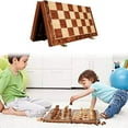 thumbnail image 3 of Chess Set Wooden Chess Foldable Chess Board Wooden Chess Set Portable Chess Game, Travel Chess Board with Card Slot for Bedroom, Chess Beginners with Unique Smooth Wood Texture, 3 of 8