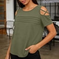 thumbnail image 6 of Womens Tops Summer Solid Color Slant Neck Sleeveless Top Summer Blouses Green XS, 6 of 10