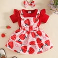 thumbnail image 6 of TOWED22 Newborn Baby Girl Clothes Summer Outfit Short Sleeve Ribbed Romper Floral Suspender Overalls Shorts Set Hot Pink,3-6 M, 6 of 6