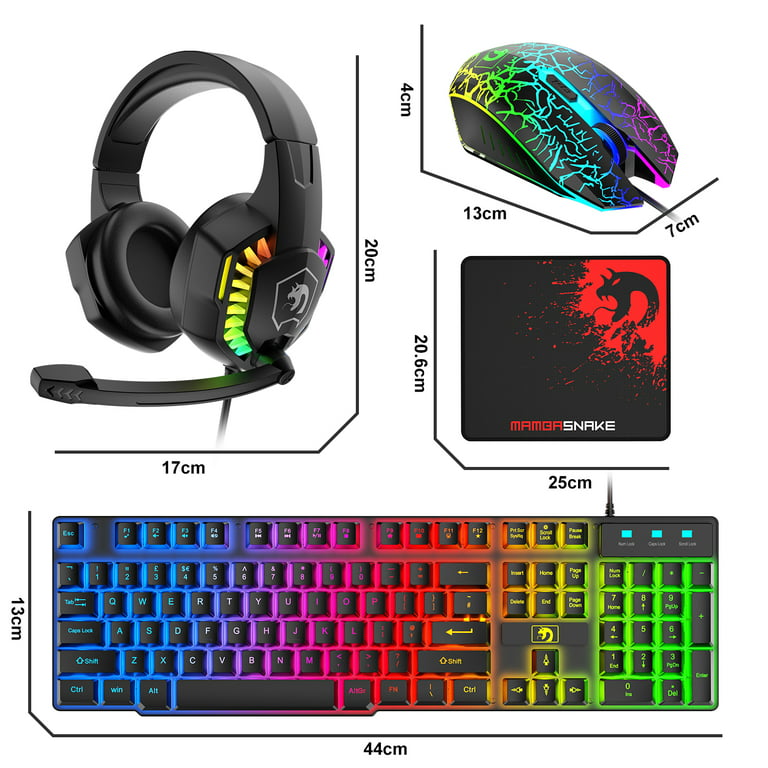  Gaming Keyboard Mouse and Headset with mic Combo USB