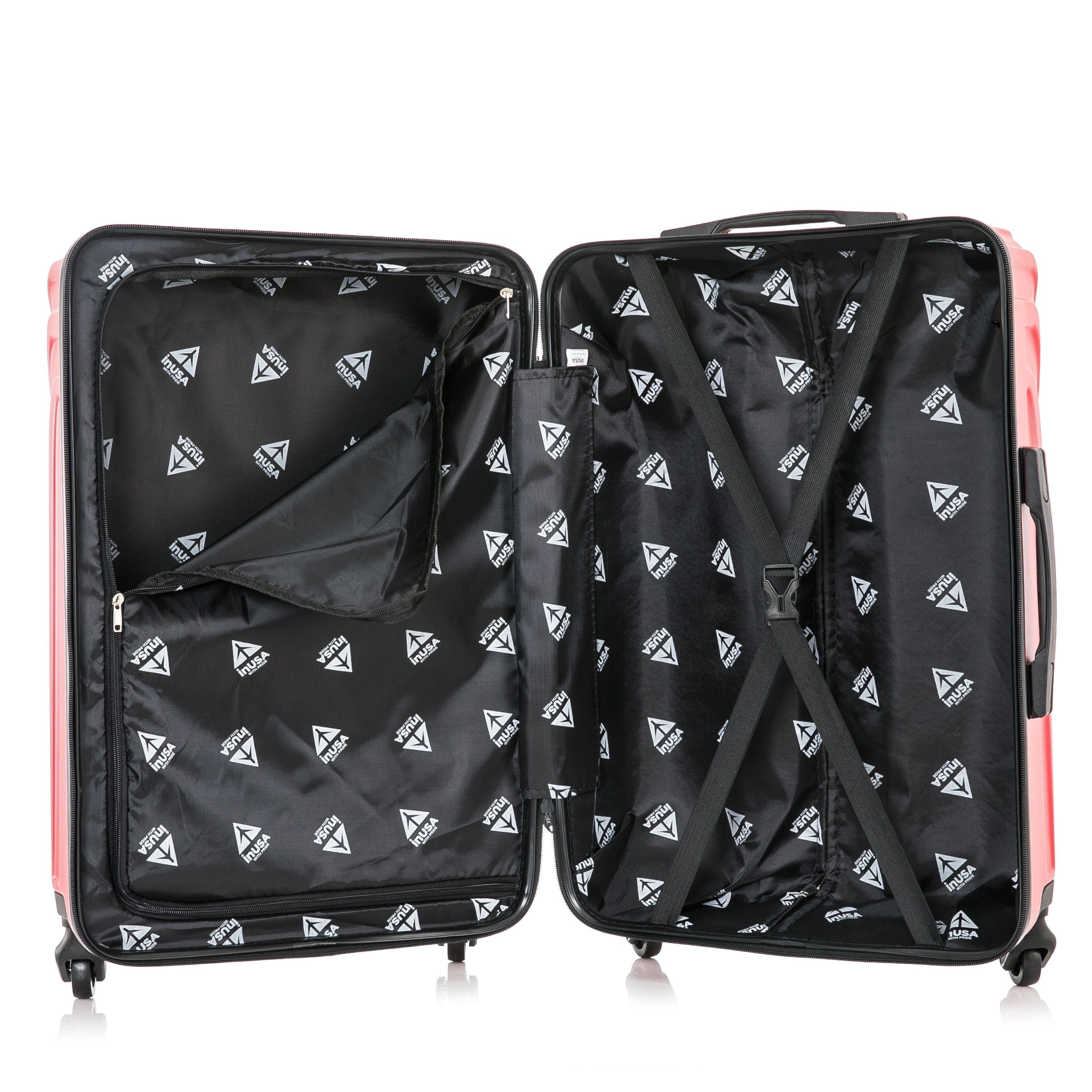 InUSA Vasty 24" Hardside Lightweight Luggage with Spinner Wheels, Handle, and Trolley, Red