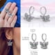thumbnail image 3 of Diseño original 925 Sterling Silver Drop Hoop Aretes de mujer Cubo de circón Corazón pequeño en forma de U Feathe Pendientes de lujo para mujeres Regalos, 3 of 4