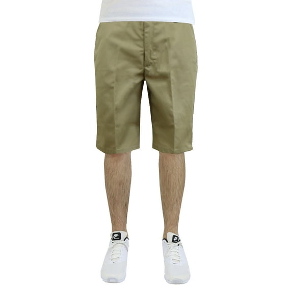 Mens Flat Front Twill Shorts - Work Uniform Casual Everyday Wear - Father's Day