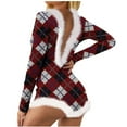 thumbnail image 2 of 2025 Sales Under $65 Teenagers Christmas Gifts Christmas Gifts for Moms Ages 40 Women Christmas Positioned Print Backless Feather Detail Sexy Bodysuit Sexy Lingerie Pajamas, 2 of 8