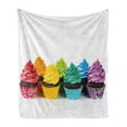 thumbnail image 1 of Colorful Soft Flannel Fleece Throw Blanket, Real Life Picture of Delicious Looking Cakes Aligned on a Plain Background, Cozy Plush for Indoor and Outdoor Use, 50" x 70", Multicolor, by Ambesonne, 1 of 6