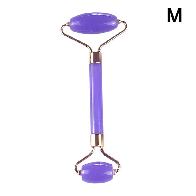 Ensemble de Rouleaux de Massage Quartz Rose Non-Jadé pour Visage, Rasage Beauté Double Tête