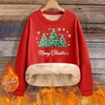 thumbnail image 2 of Danhjin Christmas Sweatshirts for Women Fleece Lined Festive Print Oversized Pullover Tops Long Sleeve Loose Crew Neck Fall Winter Fashion Casual Warm Shirts, 2 of 7