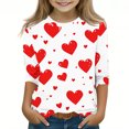 thumbnail image 2 of COM1950s Chemise de la Saint-Valentin pour Garçons, Chemise de la Saint-Valentin pour Garçons et Filles, Imprimé Saint-Valentin pour Garçons et Adultes, Manches Trois-Quarts, Col Rond, Chandail de Base, Chemise de la Saint-Valentin, 2 of 9