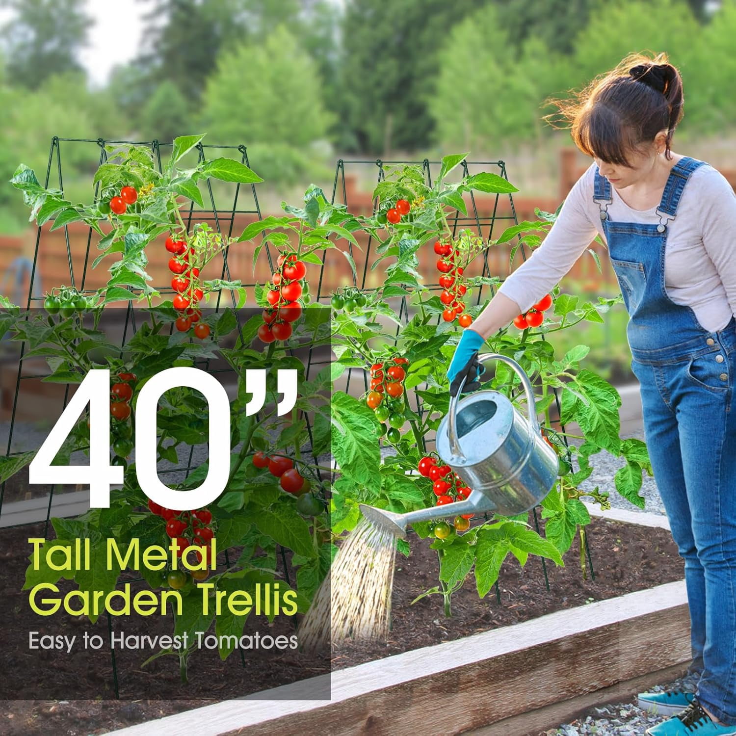 Cucumber Trellis for Raised Bed,  16.5 x 40 Inch Metal Trellis for Climbing Plants Outdoor with Plant Clips Twist Ties, Garden Plant A-Frame Trellis for Vegetable Pea Tomato (Green, 2 PCS)