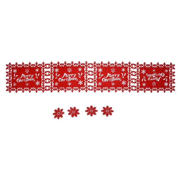 Camino de mesa navideño, mantel individual de fieltro con protección térmica y absorción de agua (4 manteles individuales ingleses y 4 posavasos).