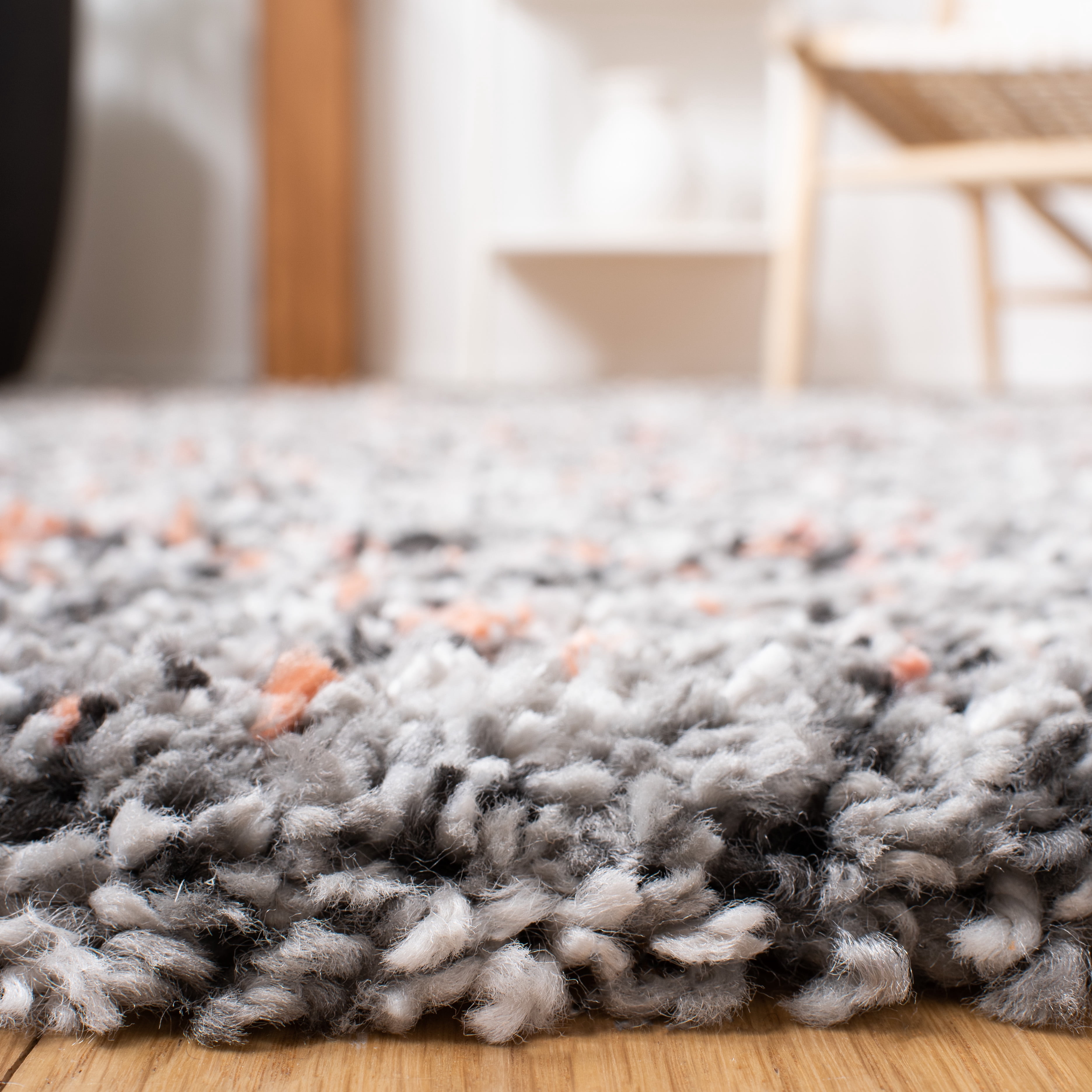 SAFAVIEH Canyon Casey Distressed Shag Area Rug, Gray/Ivory, 6'7" x 6'7" Square