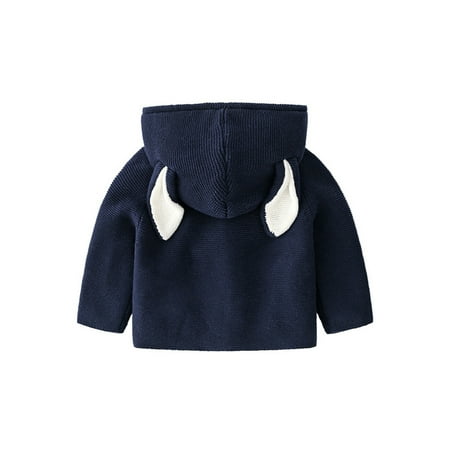 

kpoplk Baby Boy Jacket Baby Boys Girls Rabbit Ear Winter Coats Lined Hood Jackets Thick Warm Windproof Jackets Coat with Scarf(Dark Blue)