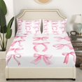thumbnail image 3 of Erosebridal Kawaii Bow Tie Bed Sheets King,Pink White Bedding King Size,Ribbon Bowknot Sheet Set King,Ultra Soft Cute Room Decor,4 Pieces, 3 of 7