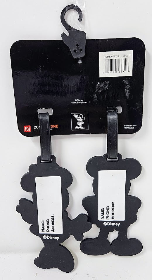 Disney Classic 2-Piece Suitcase ID Tag Set with Adjustable Straps, Mickey and Minnie Mouse, Multi, One Size
