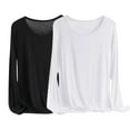 thumbnail image 1 of MeetoTime 2 Pcs Hauts à Manches Longues pour Femmes Col Rond Basique T-Shirt Doux Grande Taille T-Shirts Confortables X-6X, 1 of 2