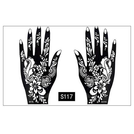 1 Pair Girl Hands Paint Tattoo Stencil Rose Flower Lace Glitter Airbrush for Women Hand Makeup Paint Tattoo