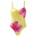 thumbnail image 4 of Laipiong Women Tummy Control One Piece Swimsuit 2026 Summer Floral Print Drawstring V Neck Bikini Sets Beach Vacation Bathing Swimwear, 4 of 4