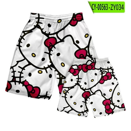 

Sanrio Hello Kitty Shorts Ladies Casual Five-point Pants Summer Pajama Pants Printed Cotton Loose Home Soft Men s Beach Pants