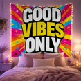 thumbnail image 2 of Good Vibes Only with Letters Stacked Vertically Thick, Inspirational Illustration for Art Lovers, Typography Wall Art, Housewarming Gift, Tapestry Wall Hanging for Bedroom and Dorm, 2 of 7