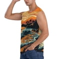 thumbnail image 3 of Honeii Serene Ocean Sunset Print Men's Sleeveless Muscle Shirts, Breathable & Quick-Dry Gym Shirt, Athletic Tank Top for Running, Fitness, and Outdoor Activities-3X-Large, 3 of 7