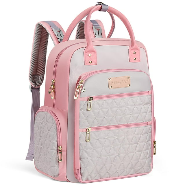 Mochila para pañales AOMAY Mommy Bag de viaje de gran capacidad, color rosa