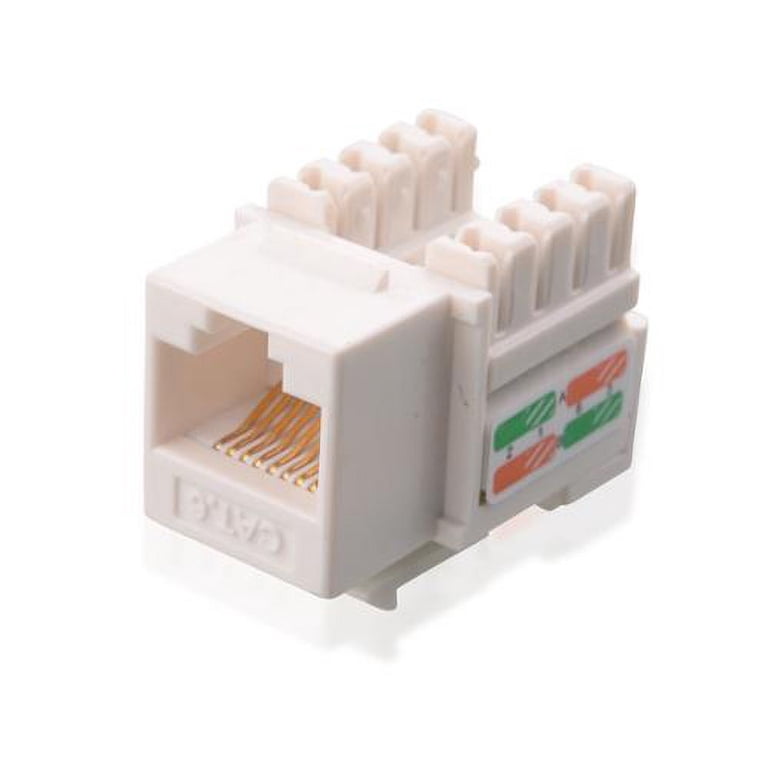 Pack 25 Prises Keystone Cat6 RJ45 + Support Punch-Down – UL Certifié, Blanc, Idéal Réseau Ethernet