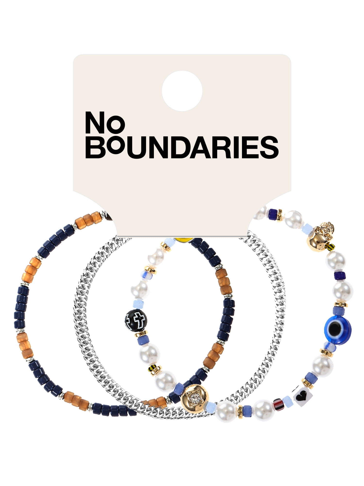 No Boundaries Men's Beaded Bracelet, Multicolor, 3 Pack