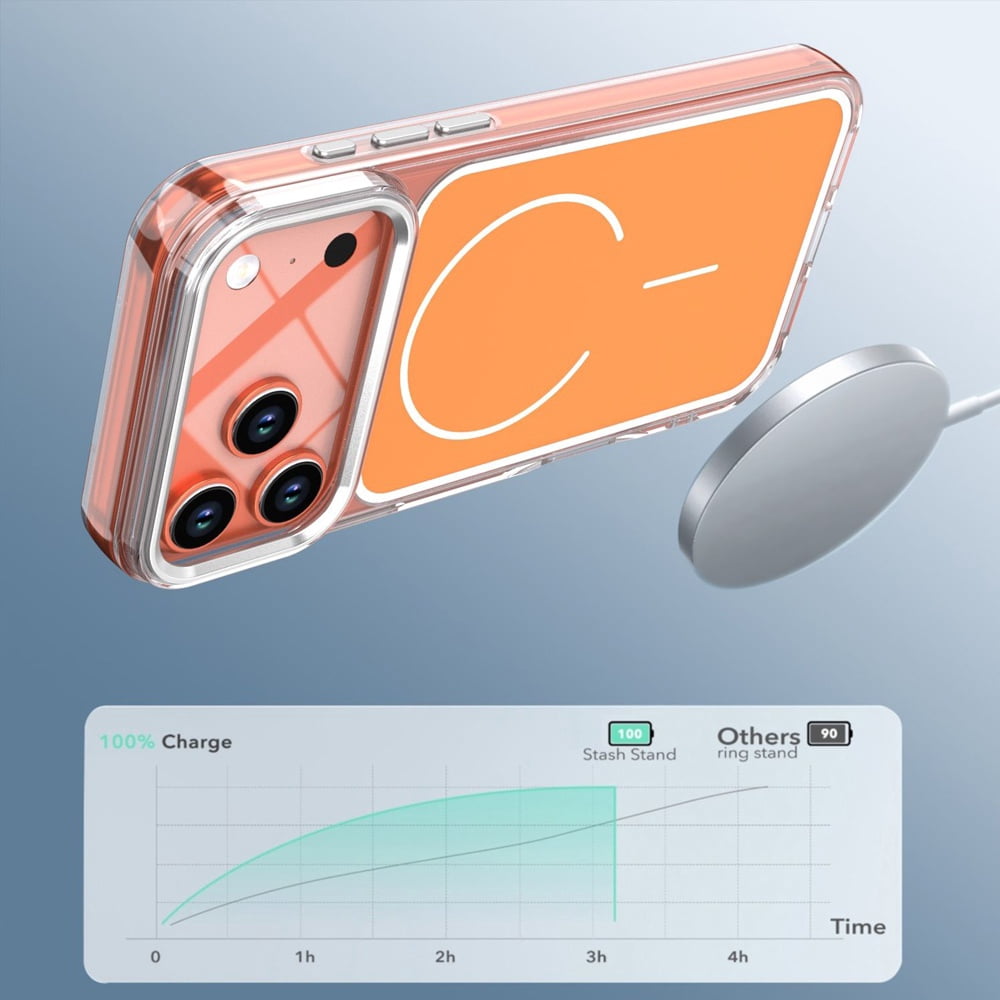 Transparent Magnetic Cases with IC Chip for iPhone 17 Pro Max - Orange