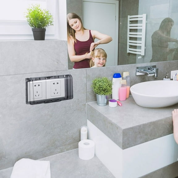 HEMOTON Waterproof Outlet Cover for Home Bathrooms with ABS Material Dark Grey Color Ensures Electrical Safety Easy Installation