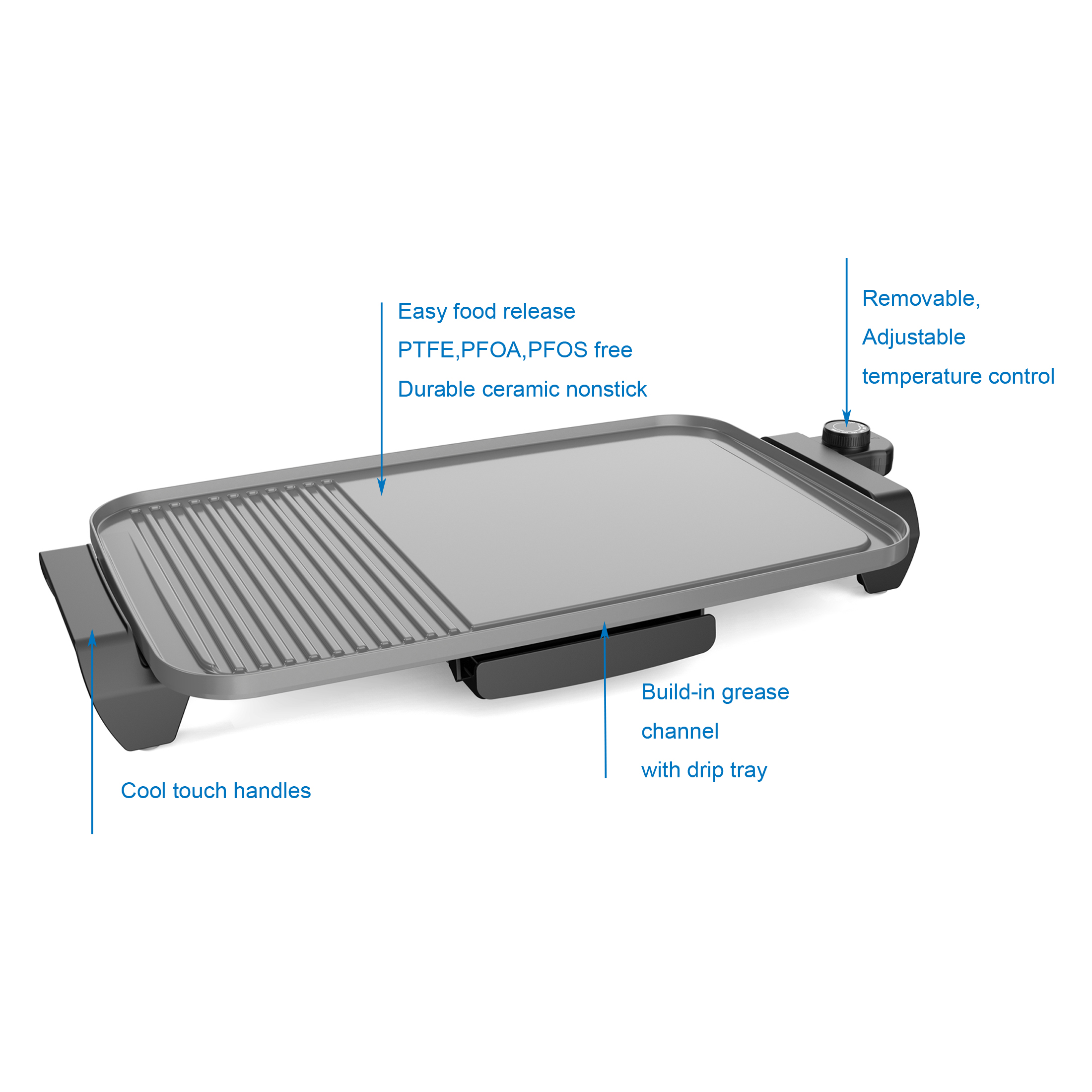Mainstays Plus 12"x20" Electric Ceramic Griddle with Grill photo 4