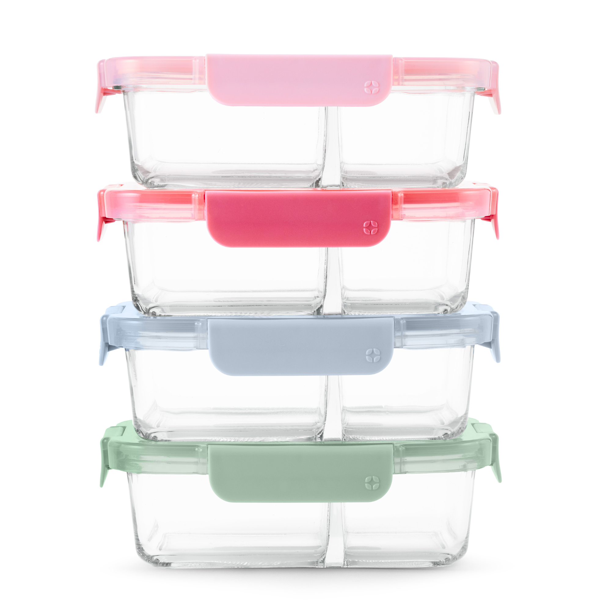 Ello Color Lock 8pc 3.4 Cup Divided Glass Meal Prep Set