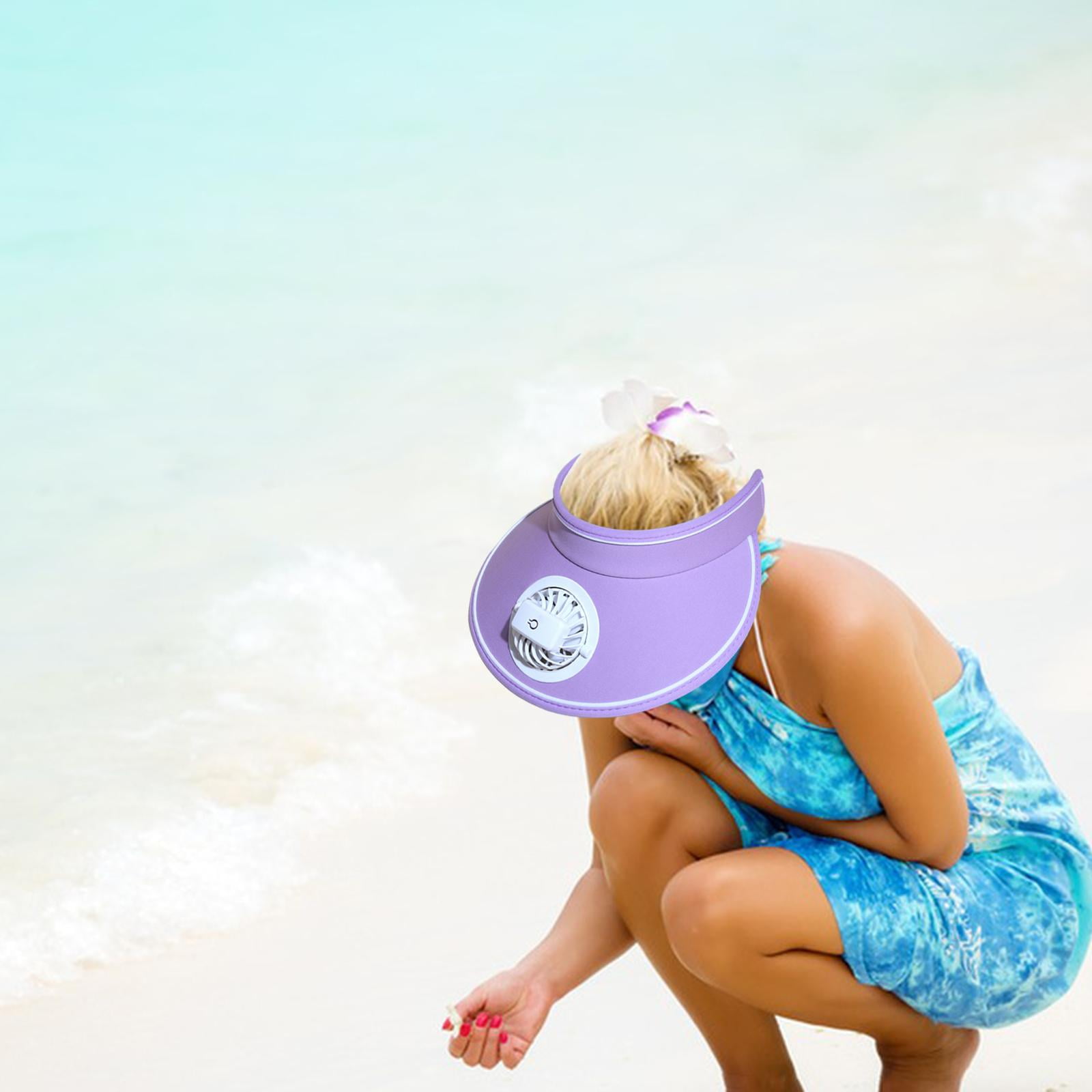 Sun Visor Hat with Fan Cooling Fan Hat USB Rechargeable Large Brim 3
