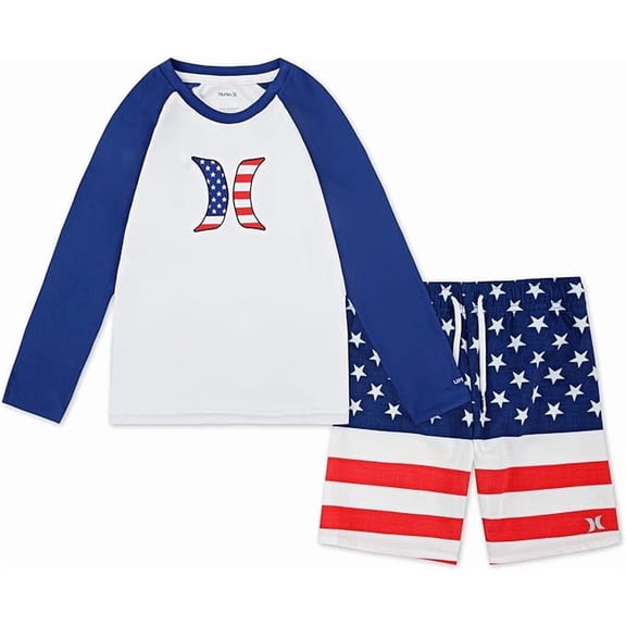 Hurley Boys' Baby and Toddler Boys' Swim Suit 2-piece Outfit Set Size 2T
