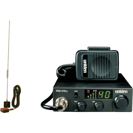 Uniden PRO510XL 40-Channel Compact CB Radio and Tram 1198 Glass Mount CB With Weather-band Mobile Antenna