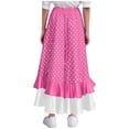thumbnail image 2 of inlzdz Girls Polka Dot Ruffle Ballroom Skirts Spanish Long Skirt for Flamenco Belly Dance Performance Hot Pink 8, 2 of 6