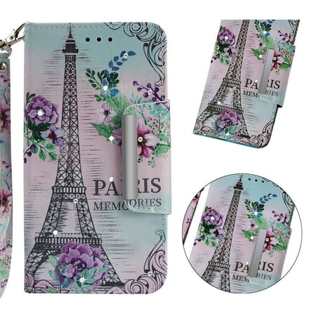 - Galaxy J7 2018 Case, Allytech 3D Bling Crystal Rhinestone Slim PU Leather Flip Cover Stand Book Cover for Samsung Galaxy J7 Refine/Galaxy J7 Star/J7 Crown/Galaxy J7 V J7V 2nd Gen/J7 Aura, Eiffel Tower