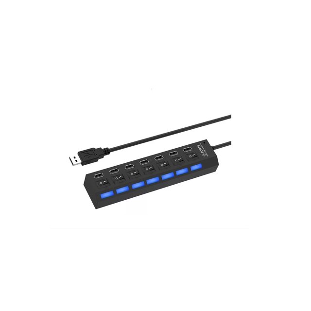 Hub USB de 7 puertos USB 2.0 con interruptor e indicador luminoso
