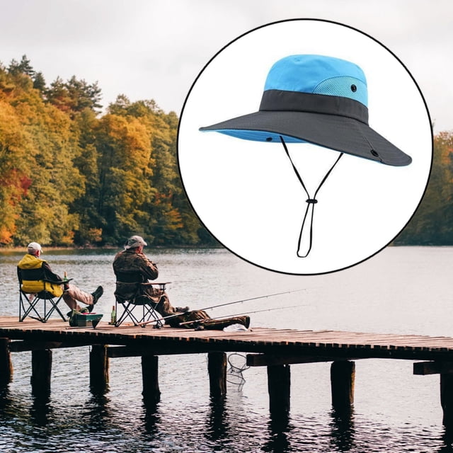 Sombrero de pescador de ala ancha de malla plegable con protección UV para mujer, ideal para verano, playa, pesca, uso al aire libre. Sombrero de playa para mujer, malla, cola de caballo alta, ala