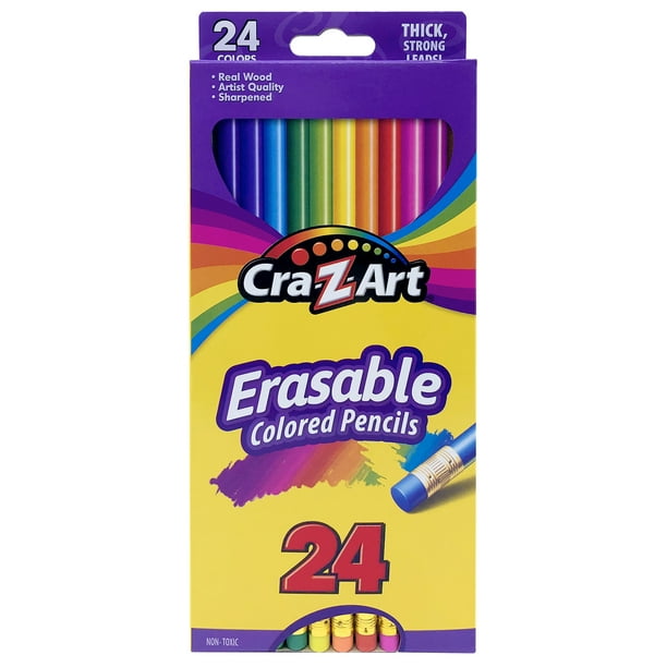 CraZArt Erasable Colored Pencils, 24 Pack, Child Ages 3 and up, Beginner to Expert, Back to