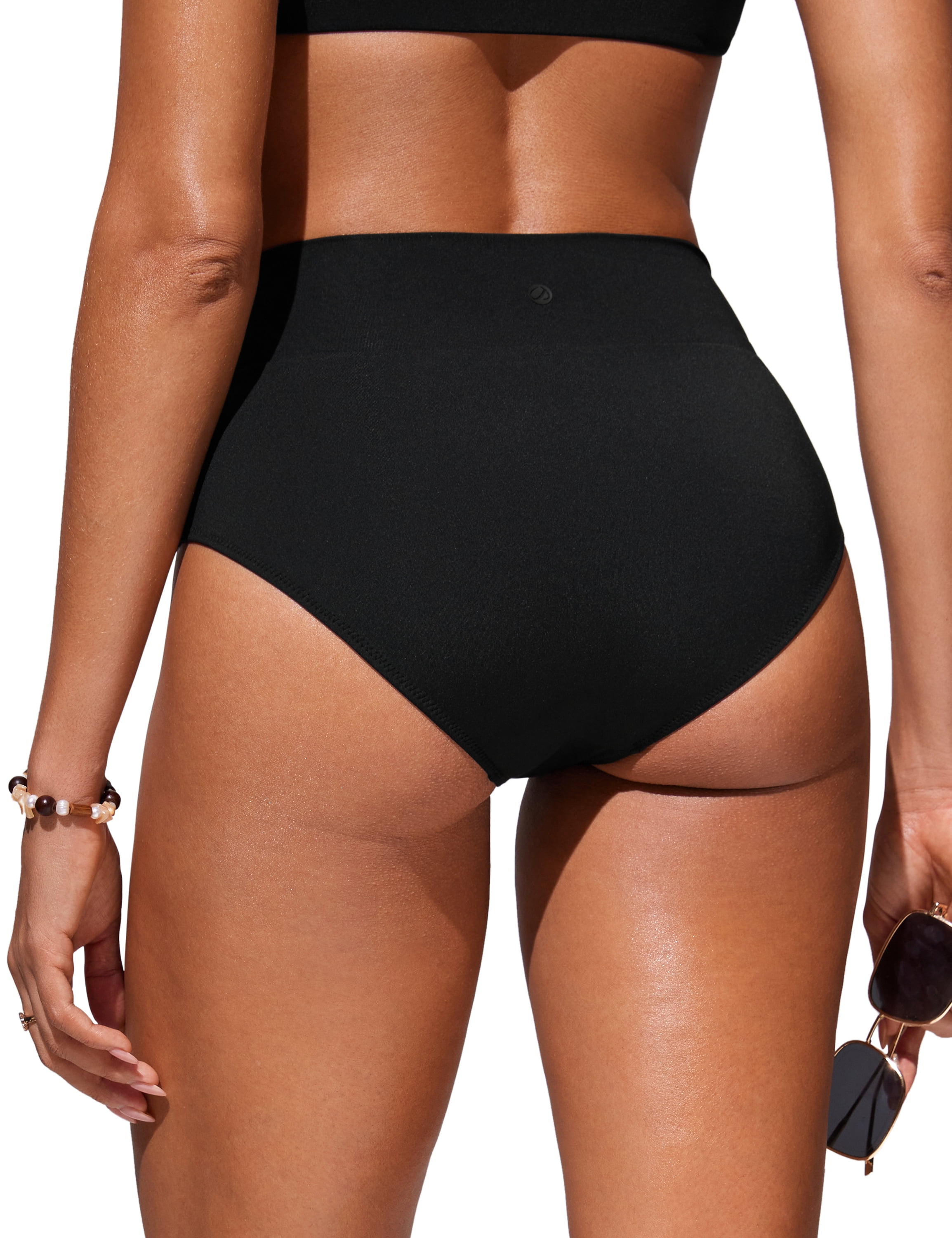 CRZ YOGA High Waisted V Cut Bikini Bottom for Women Cross Front Bathing Swimsuit Swim Briefs