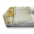 thumbnail image 3 of Autumn Soft Flannel Fleece Throw Blanket, Flying Leaves Pattern on Bokeh Style Background Autumn Nature, Cozy Plush for Indoor and Outdoor Use, 60" x 80", Pale Yellow Dark Orange, by Ambesonne, 3 of 6
