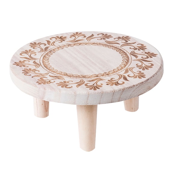 HEANUJJ Khaki Wooden Flowerpot Holder - Carved Flower Stand for Garden, Patio, and Living Room Decoration